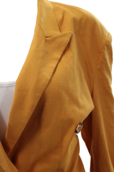 Asos Womens Orange Collared 80s Solid Long Sleeve Blazer Size 4