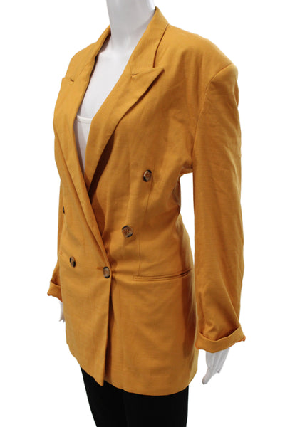 Asos Womens Orange Collared 80s Solid Long Sleeve Blazer Size 4
