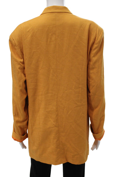 Asos Womens Orange Collared 80s Solid Long Sleeve Blazer Size 4