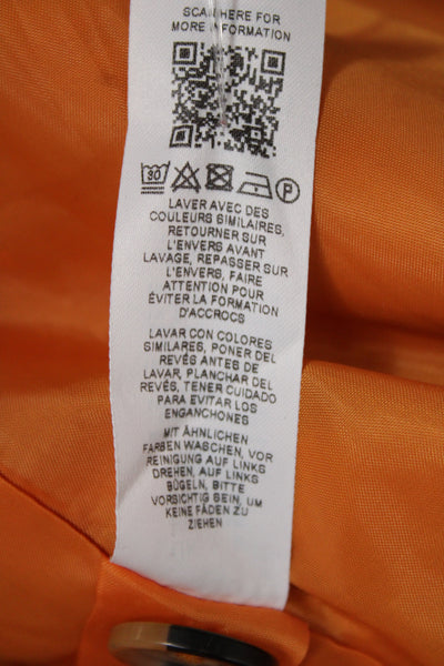 Asos Womens Orange Collared 80s Solid Long Sleeve Blazer Size 4
