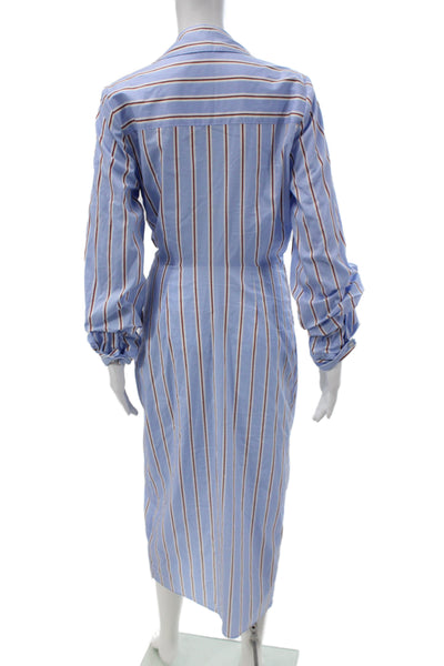 Veronica Beard Women Light Blue Striped Shirt Wrap Dress Size 6