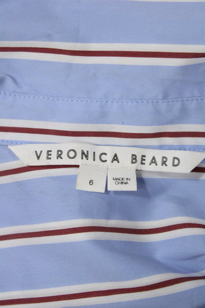 Veronica Beard Women Light Blue Striped Shirt Wrap Dress Size 6