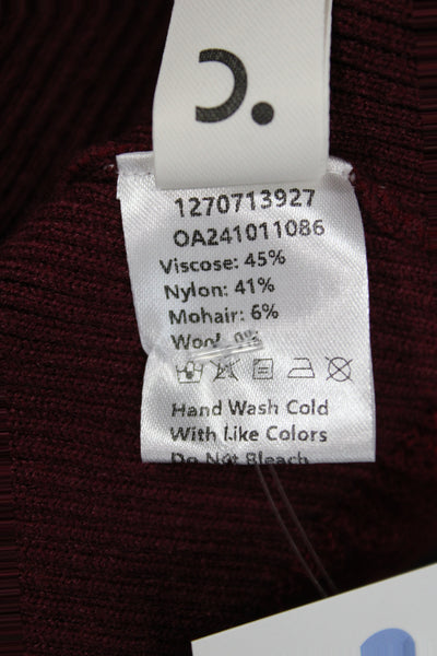 Commense Women Maxi Sweater Dress Red Mock Neck Long Sleeve Size S
