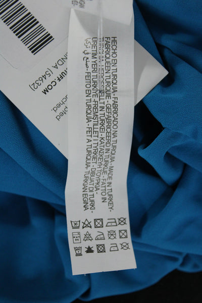 Zara Womens Blue Bodycon Knee Length Dress Sleeveless High Neck Size M