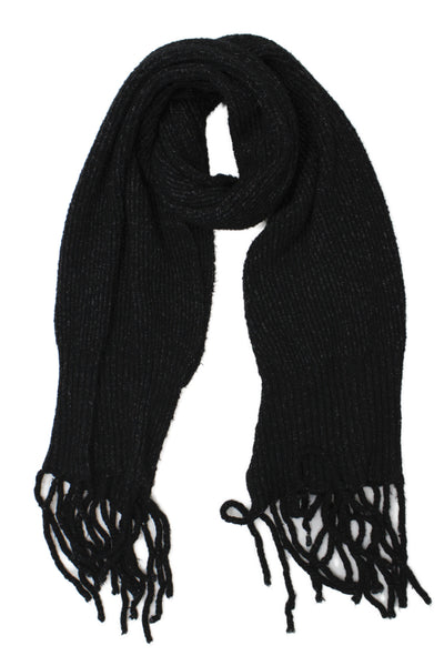 Free People Womens Arylic Polyester tassel Scarf  Black