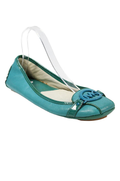 Michael Kors Womens Leather MK Logo Toe Fulton Ballet Falts Blue Size 9.5