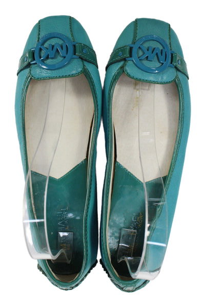Michael Kors Womens Leather MK Logo Toe Fulton Ballet Falts Blue Size 9.5