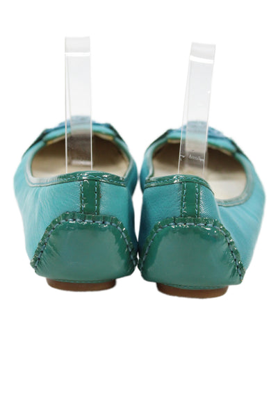 Michael Kors Womens Leather MK Logo Toe Fulton Ballet Falts Blue Size 9.5