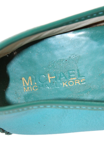 Michael Kors Womens Leather MK Logo Toe Fulton Ballet Falts Blue Size 9.5