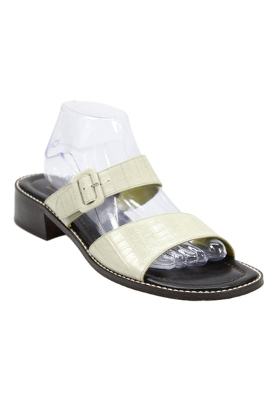 Donald J Pliner Women's Leather Double Strap Buckle Sandals Beige Size 10