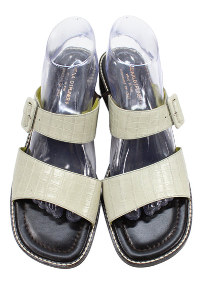 Donald J Pliner Women's Leather Double Strap Buckle Sandals Beige Size 10