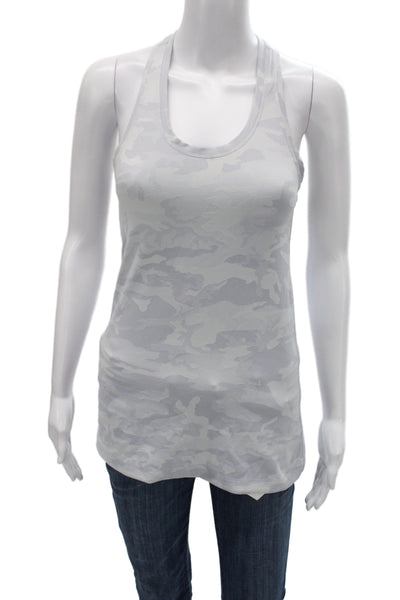 Lululemon Women Basic Tank Camouflage Gray Round Neck Polyester Size 6