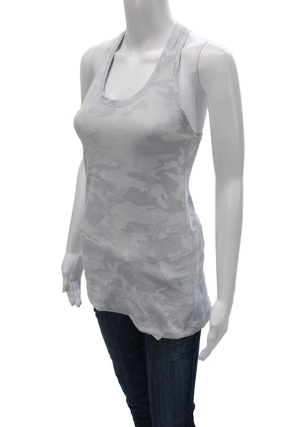 Lululemon Women Basic Tank Camouflage Gray Round Neck Polyester Size 6