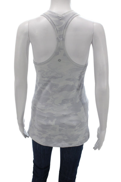 Lululemon Women Basic Tank Camouflage Gray Round Neck Polyester Size 6