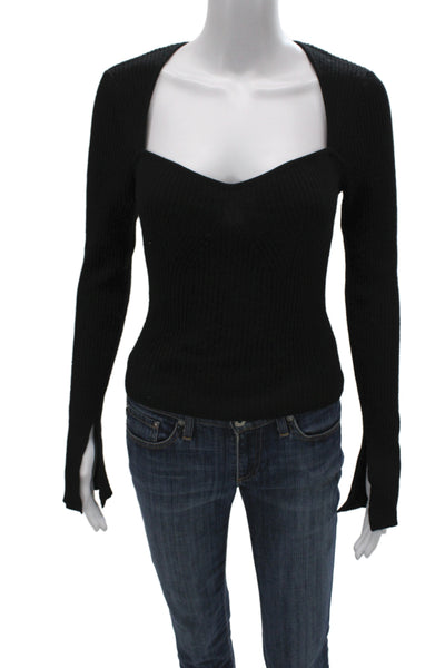 Reformation Womens Black Square Neck Pullover Sweater Recycled Cashmere Size M