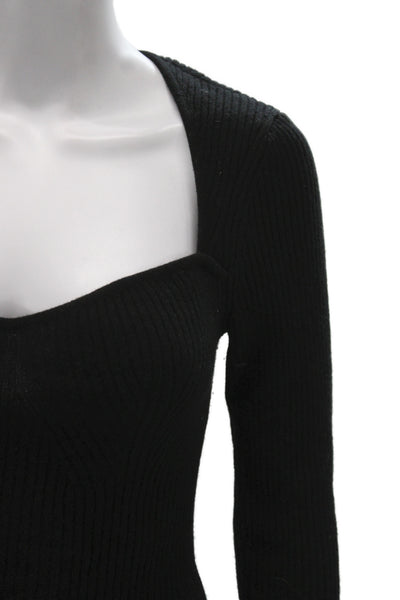 Reformation Womens Black Square Neck Pullover Sweater Recycled Cashmere Size M