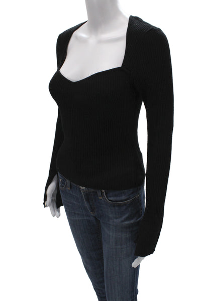 Reformation Womens Black Square Neck Pullover Sweater Recycled Cashmere Size M