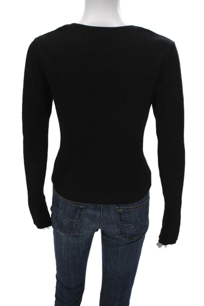 Reformation Womens Black Square Neck Pullover Sweater Recycled Cashmere Size M