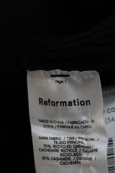 Reformation Womens Black Square Neck Pullover Sweater Recycled Cashmere Size M