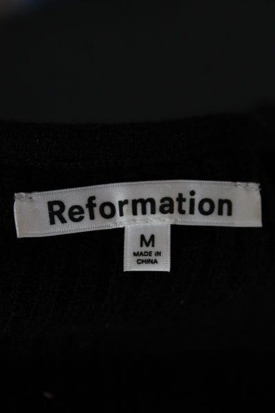 Reformation Womens Black Square Neck Pullover Sweater Recycled Cashmere Size M