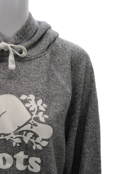 Roots Unisex Pullover Hoodie Gray Animal Graphic Drawstring Fall Size L