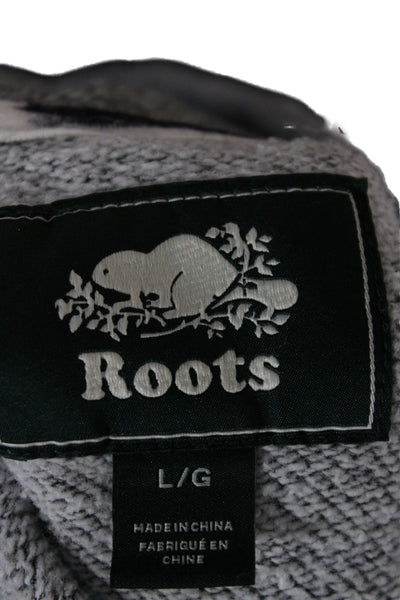 Roots Unisex Pullover Hoodie Gray Animal Graphic Drawstring Fall Size L