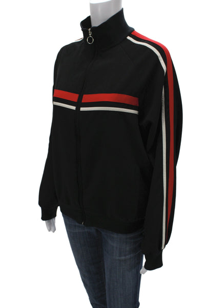 Zara Basic Unisex Bomber Jacket Black Striped High Neck Zip Size M