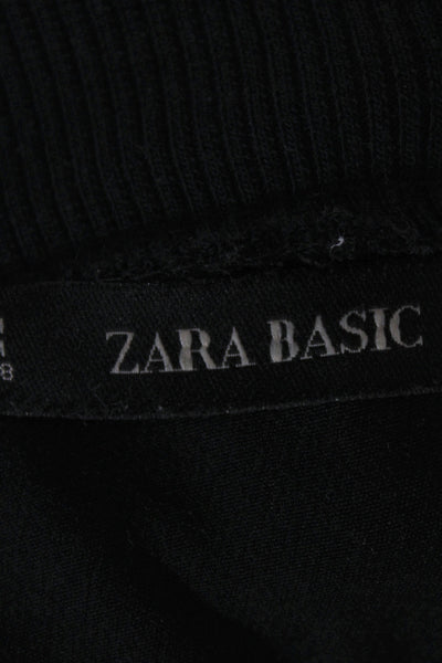 Zara Basic Unisex Bomber Jacket Black Striped High Neck Zip Size M