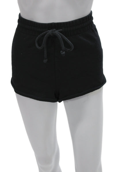 TNA Unisex Sweat Shorts Black 100% Cotton Drawstring Size L