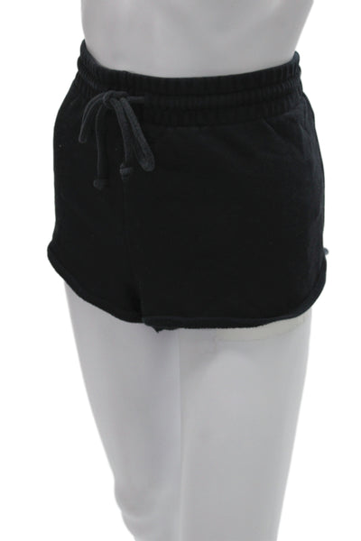 TNA Unisex Sweat Shorts Black 100% Cotton Drawstring Size L