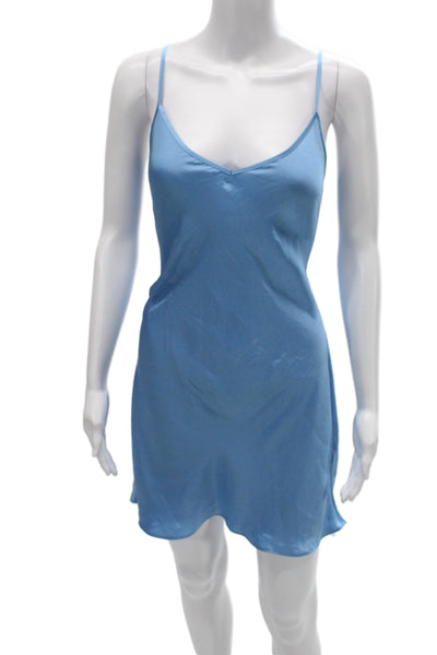 Wilfred Women Blue V-Neck Sleeveless Slip Dress Knee Length Size M