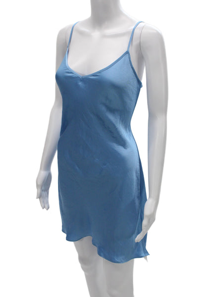 Wilfred Women Blue V-Neck Sleeveless Slip Dress Knee Length Size M