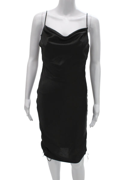 Zara Women Bodycon Slip Dress Black Sleeveless Knee Length Size XS