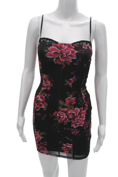 AFRM Womens Bodycon Mini Floral Black Dress Size XS