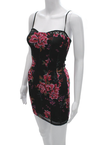 AFRM Womens Bodycon Mini Floral Black Dress Size XS