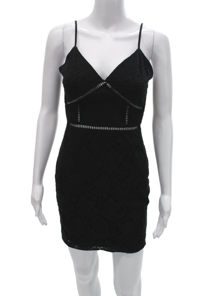 By The Way Women Bodycon Mini V-Neck Sleeveless Black Dress Size S