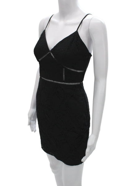 By The Way Women Bodycon Mini V-Neck Sleeveless Black Dress Size S