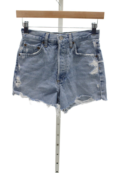 Agolde Unisex Light Blue Cotton 90s Shorts Button Closure Size 23