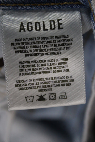 Agolde Unisex Light Blue Cotton 90s Shorts Button Closure Size 23