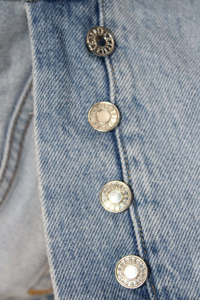 Agolde Unisex Light Blue 100% Cotton Button Shorts 90s Size 28
