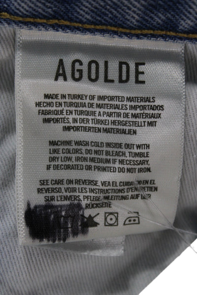 Agolde Unisex Light Blue 100% Cotton Button Shorts 90s Size 28