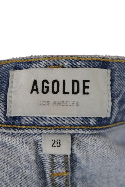 Agolde Unisex Light Blue 100% Cotton Button Shorts 90s Size 28