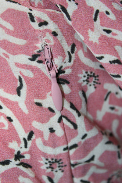 Isabel Marant Womens Pink Floral V-Neck 3/4 Sleeve Zip Blouse Silk Size 38