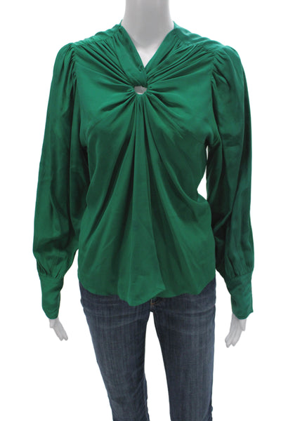Isabel Marant Women Designer Silk Solid Button Long Sleeve Blouse Size 36