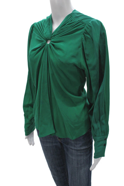 Isabel Marant Women Designer Silk Solid Button Long Sleeve Blouse Size 36