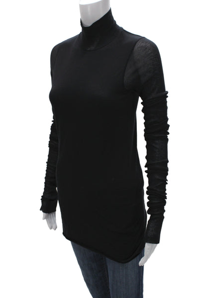 Rick Owens Lilies Women Tunic Turtleneck Long Sleeve Black Designer Size 6