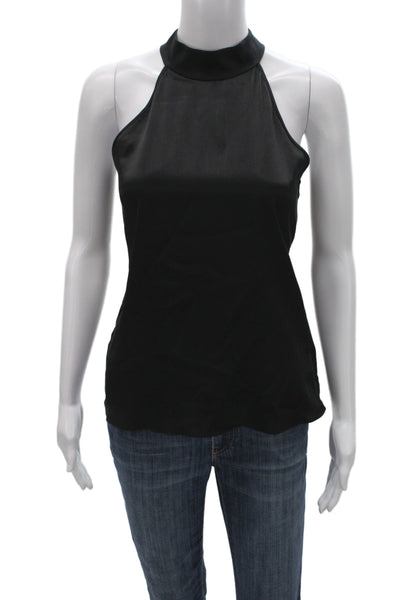 Nili Lotan Women Silk Mock Neck Sleeveless Tank Black Size 2