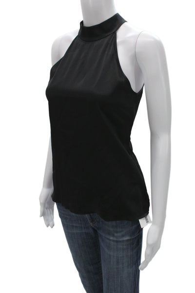 Nili Lotan Women Silk Mock Neck Sleeveless Tank Black Size 2