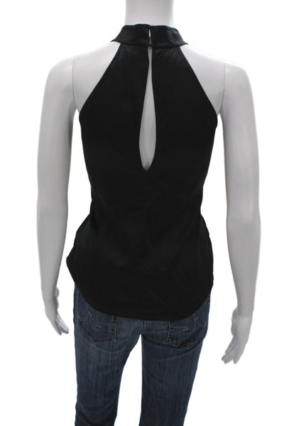 Nili Lotan Women Silk Mock Neck Sleeveless Tank Black Size 2