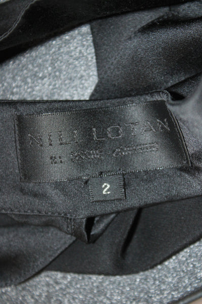 Nili Lotan Women Silk Mock Neck Sleeveless Tank Black Size 2